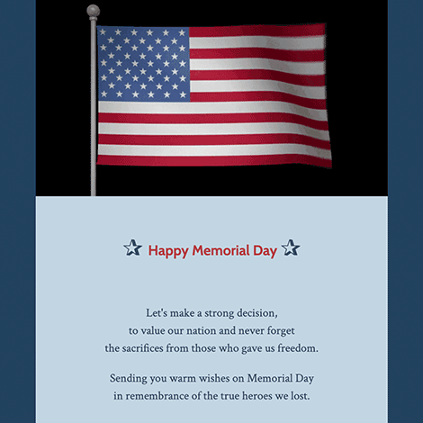 Waving Flag Memorial Day Message